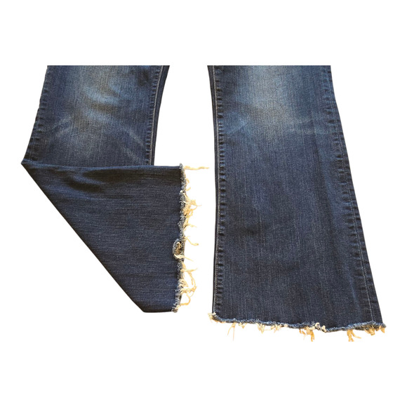 Gap 1969 Jeans Womens 33 Tall Blue Long & Lean Straight Leg Mid-Rise Raw Hem - Picture 8 of 12